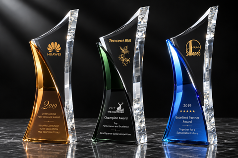 Colour Edge Crystal Award Set - custom crystal awards with your logo